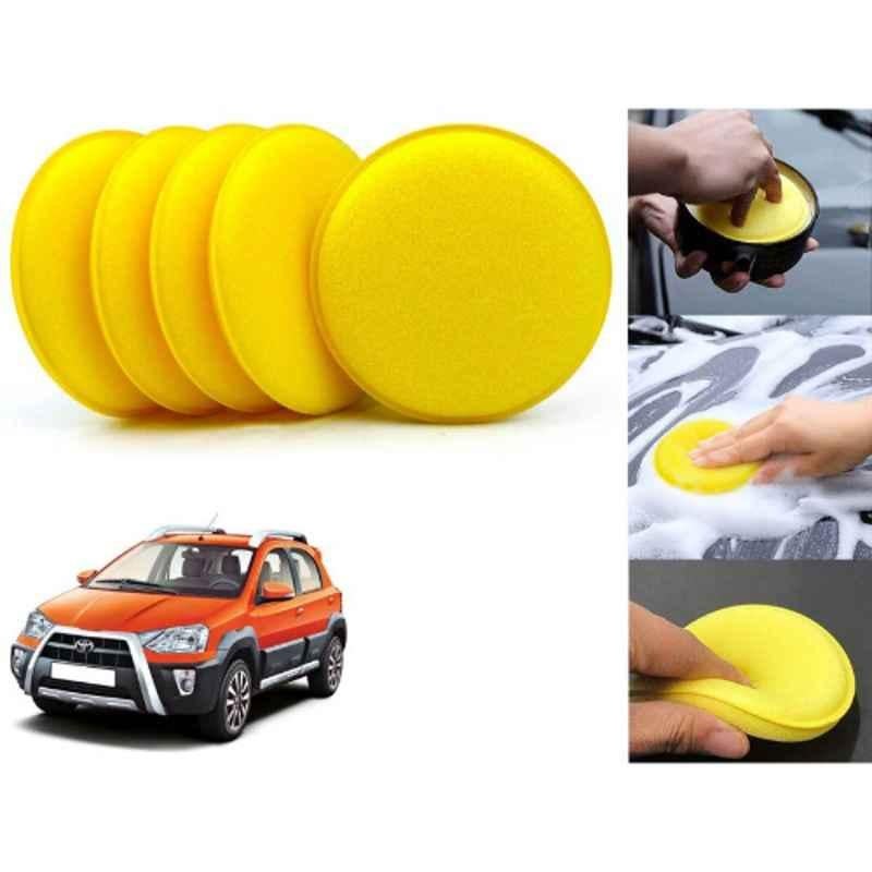 Auto Pearl Polyurethane Beige Washing & Waxing Polish Foam Sponge for Etios Cross 2014 (Pack of 5)