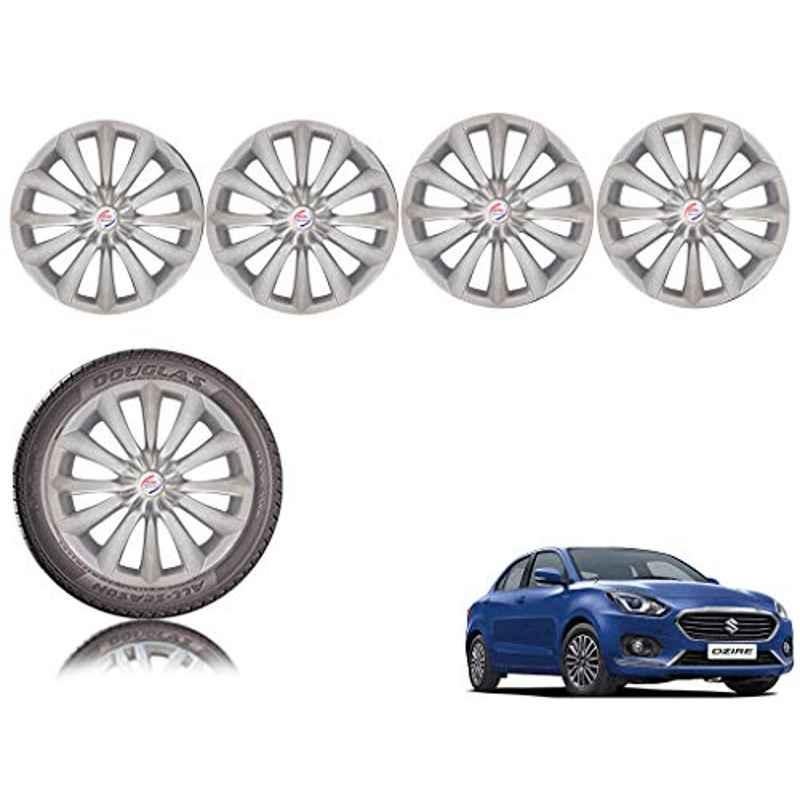 Auto Pearl 4 Pcs 14 inch Black ABS Press Type Hubcap Wheel Cover Set with Retention Ring for Maruti Suzuki Swift2018