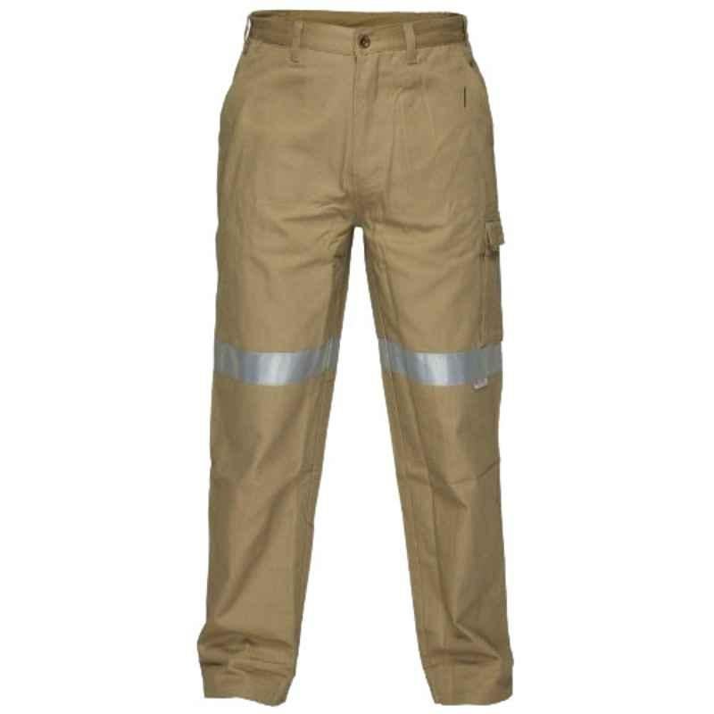 Superb Uniforms Cotton Khaki High Visibility Work Trouser, SUW/K/HVWT04, Size: 36 inch