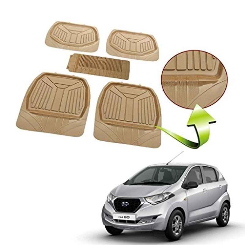 Kozdiko 5 Pcs Rubber Beige 3G Rubber Mat Set for Fiat Abarth