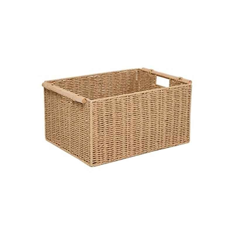 Homesmiths 47x35x24cm Storage Basket with Wooden Handle,, Size: Large