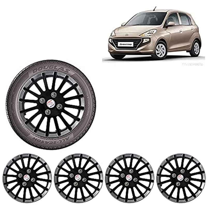 Auto Pearl 4 Pcs 13 inch ABS Black Car Wheel Cover Set for Hyundai Santro 2018 Dlite Era Magna