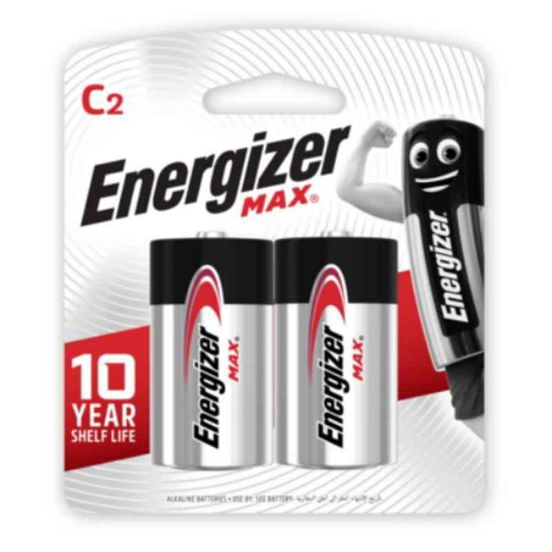 Energizer Max 1.5V C Alkaline Battery, E93-BP2-C (Pack of 2)