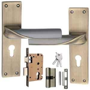 ATOM 200mm Zinc Brass Antique Finish Mortise Door Lock Set, MH-O56-CY-BA-BSK