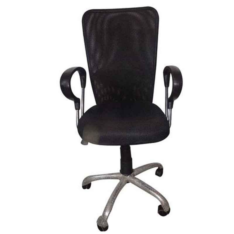 Regent Black Medium Back Mesh Revolving Office Chair