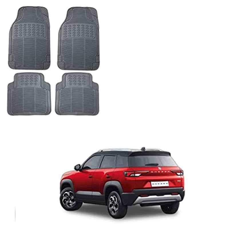 Kozdiko 4 Pcs Rubber Grey Car Simple Foot Mat Set for Maruti Suzuki Brezza New 2022