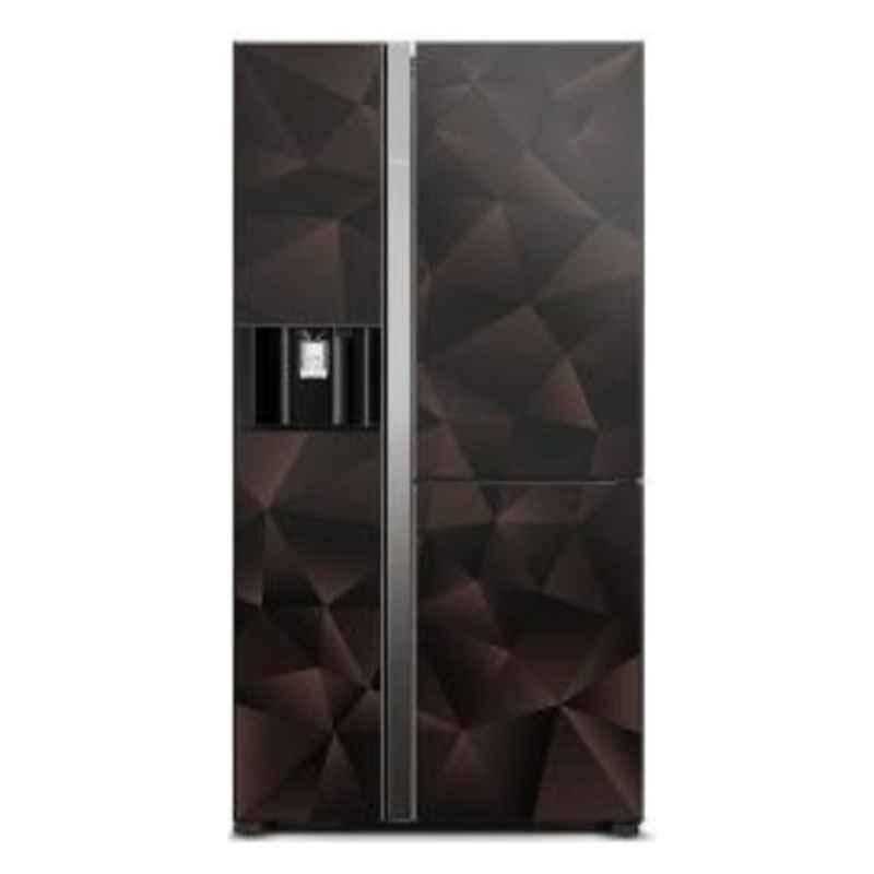 Hitachi 659L Glass Black Side by Side 4 Door Refrigerator, RM700VAGUK9XGBZ