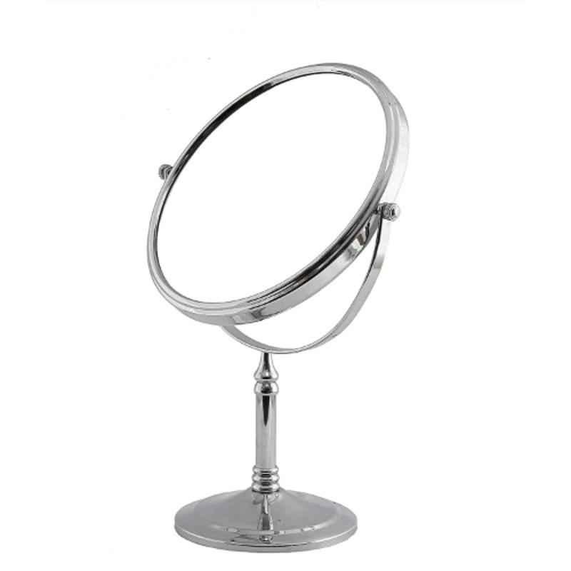 Dolphy 20cm Alloy Steel Silver Round 5x Magnification Tabletop Floor Mount Mirror, DMMR0016