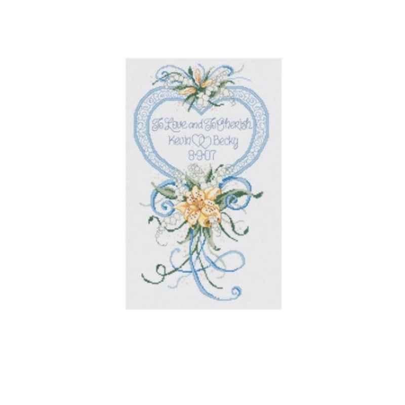 Cross Counted Cross Stitch Kit 9Inx15In Cherish Wedding Heart