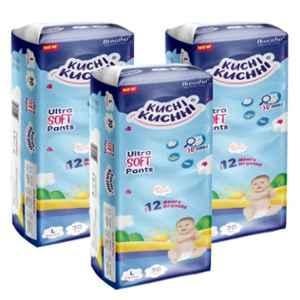 Kuchi Kuchhi 30 Pcs 9-14kg White Large Ultra Soft Baby Diaper Pant with 3D Bubble Top, KKL30X3 (Pack of 3)