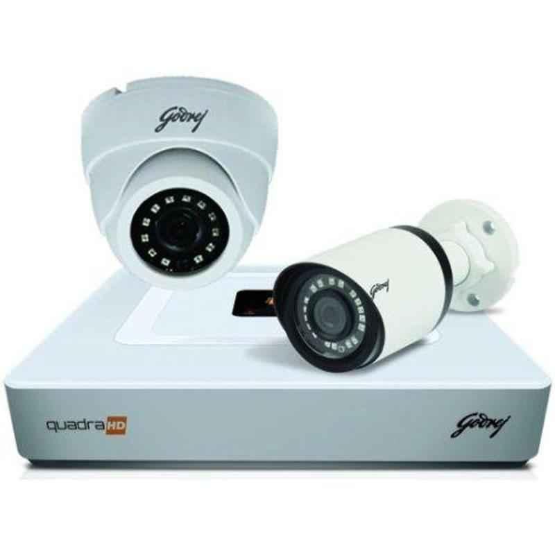 Godrej SeeThru 2MP 1 Dome, 1 Bullet & 4 Channel Full HD White CCTV Camera Kit, SK-GODREJ2MPKIT