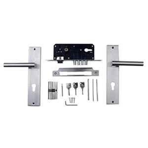 Voltizi ‎Stainless Steel ‎Matt Finish Mortise Bedroom Door Lock Set with 4 Latches, Both Side Key Cylinder & Pull Handle, MG301
