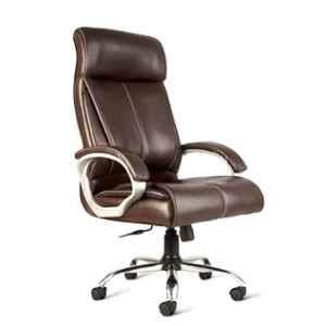 Woodberg Royale Brown High Back Leatherette Revolving Office Chair with 360 deg Swivel Wheels, WBH116BR