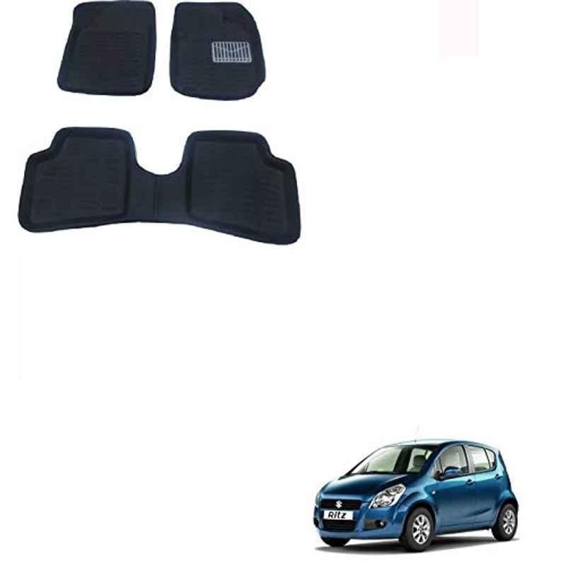 Kozdiko 3 Pcs 3D Black Car Foot Mat Set for Maruti Suzuki Ritz, koz_67986