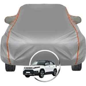 Allextreme Polyester Grey Piping Car Cover with Triple Stitched Reflective Piping for Maruti Suzuki Brezza Fits All Model & Year, MS-BREZZA-BLK