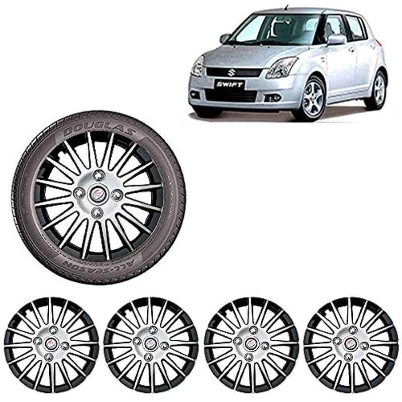Auto Pearl 4 Pcs 14 inch ABS Silver & Black Wheel Cover Set for Maruti Suzuki Swift