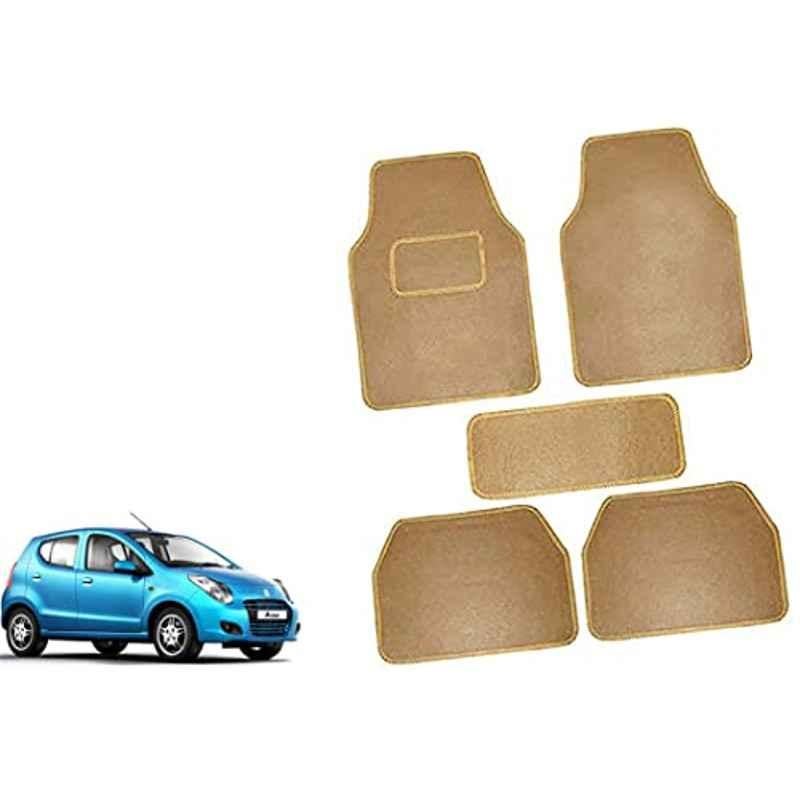 Auto Pearl 5 Pcs Polyester Beige Car Floor Carpet Set for Maruti Suzuki A Star