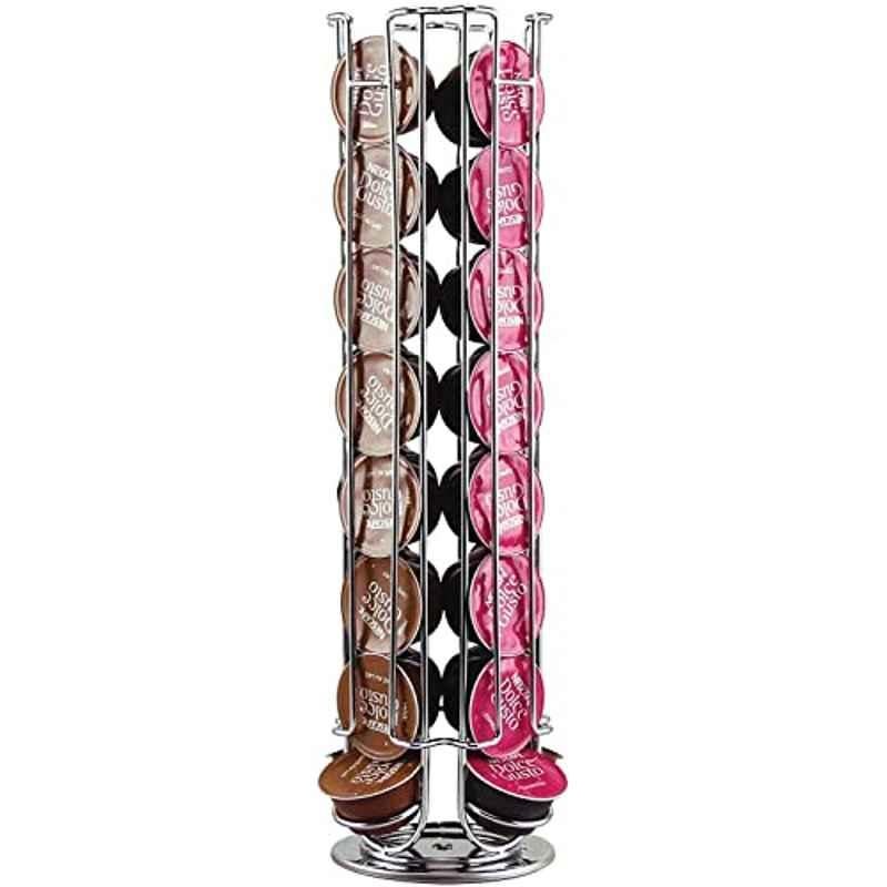 Rubik 42.5cm Stainless Steel Silver 32 Coffee Capsules Holder Stand, RBYZ1332
