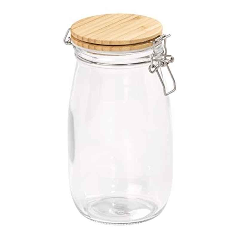 Tala 1200ml Glass Bamboo Clear Clip Top Jar