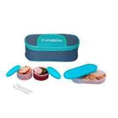 Carrolite 650ml Blue & Cyan Plastic Lunchbox, Syan_P-19 (Pack of 2)