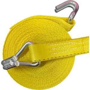 GTCFI 1.5 Ton 5m Polyester & Steel Yellow Heavy Duty Ratchet Belt with Double J Hook, 2515-5H