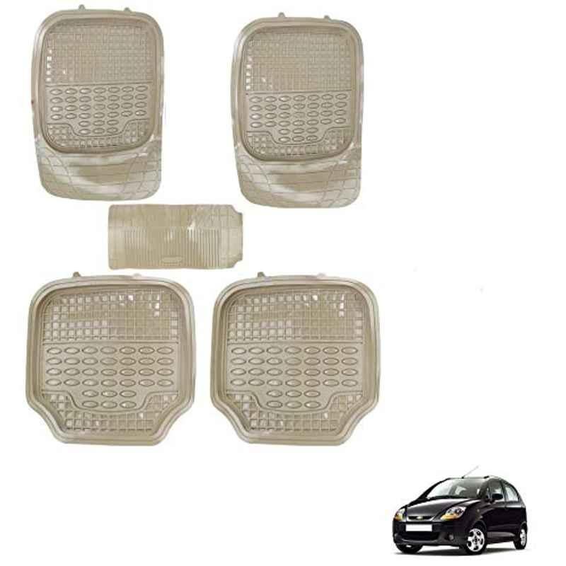 Kozdiko 5 Pcs 4G Beige Rubber & PVC Heavy Car Foot Mat Set for Chevrolet Spark, koz_80930