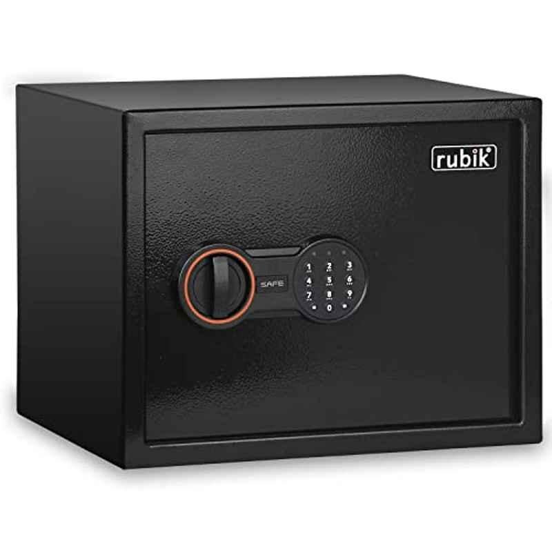 Rubik 30x38x30cm Black A4 Document Size Safe Box With Digital Lock and Override Key, RB-30K6-BLK