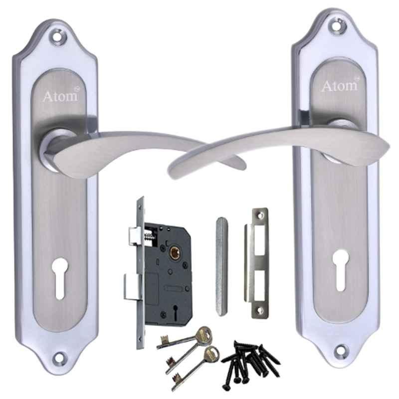 ATOM 7 inch Brass & Iron Chrome Plated Matt Finish Mortise Door Lock Set, MH-509-KY-CPMATT