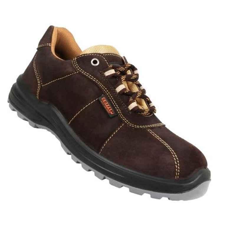 Coffer Safety M1025 Leather Steel Toe Brown Work Safety Shoes, 82343, Size: 10