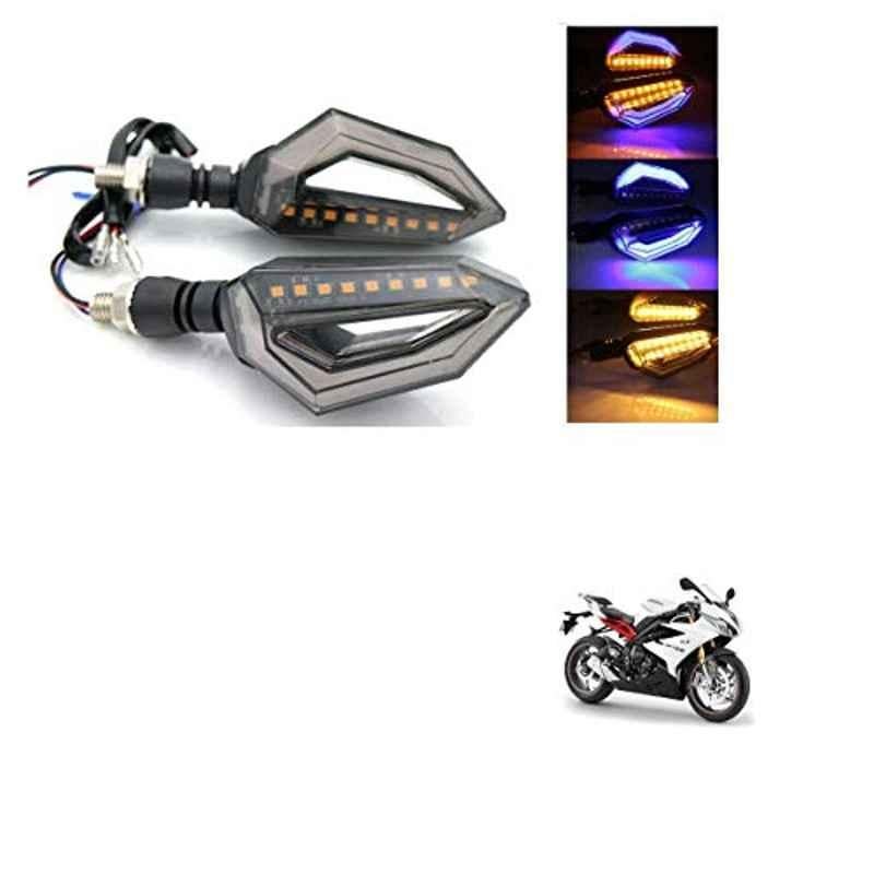 Kozdiko 4 Pcs Bike D Shaped 9 LED Front & Rear Side Turn Signal Indicator Light Set for Triumph Daytona 675