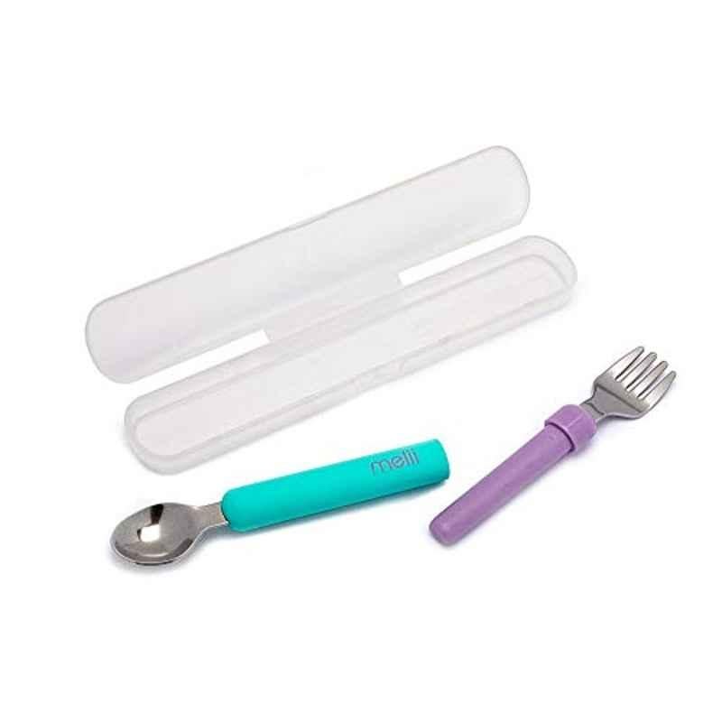 Melii Plastic Blue and Purple Travel Utensils for Babies & Children, 11200