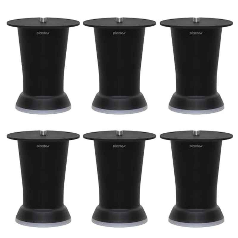 Plantex 4 inch Stainless Steel Black Stylish Sofa Legs with Rubber Grip (Pack of 6)