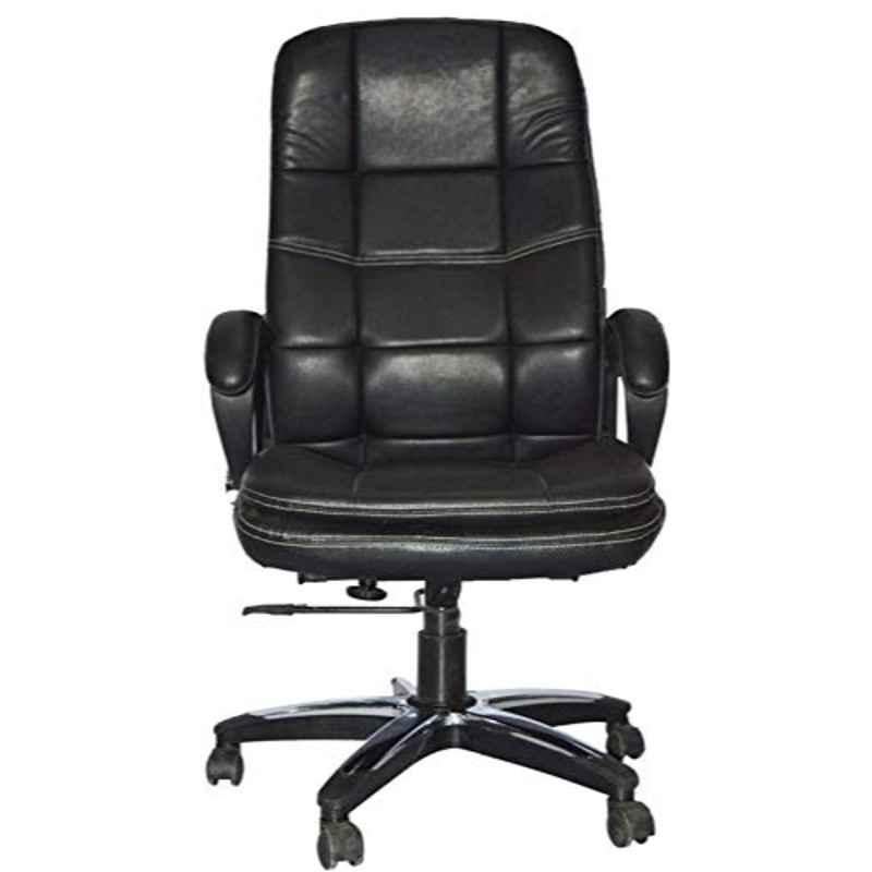 KDF Mart Upholstery Fabric Black Medium Back Adjustable Executive Swivel Chair with Back Support, MIS173