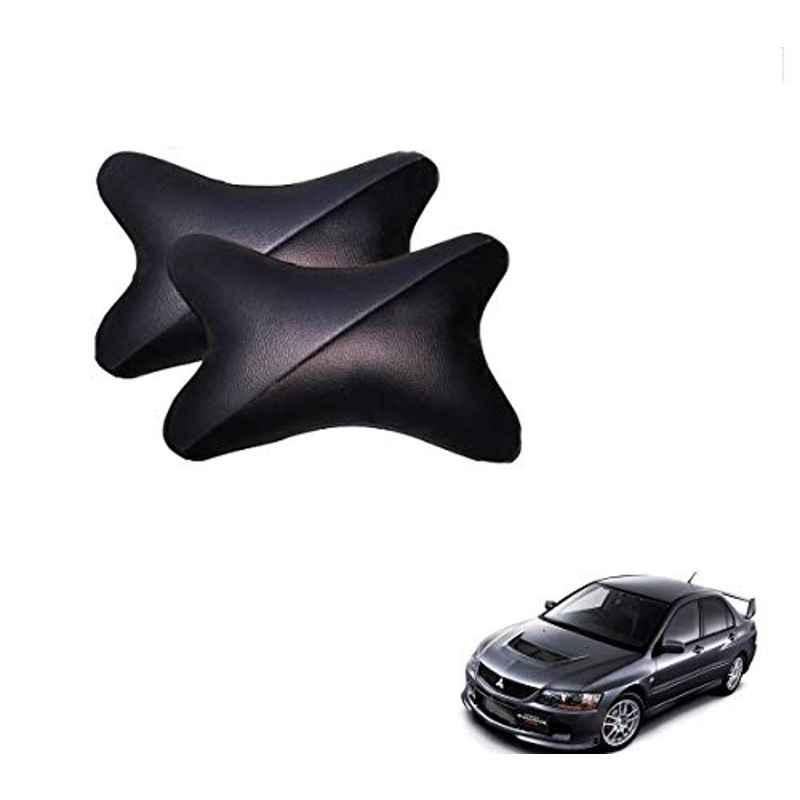 Kozdiko 2 Pcs Memory Foam Grey & Black Car Neck Rest Cushion Pillow Set for Mitsubishi Lancer