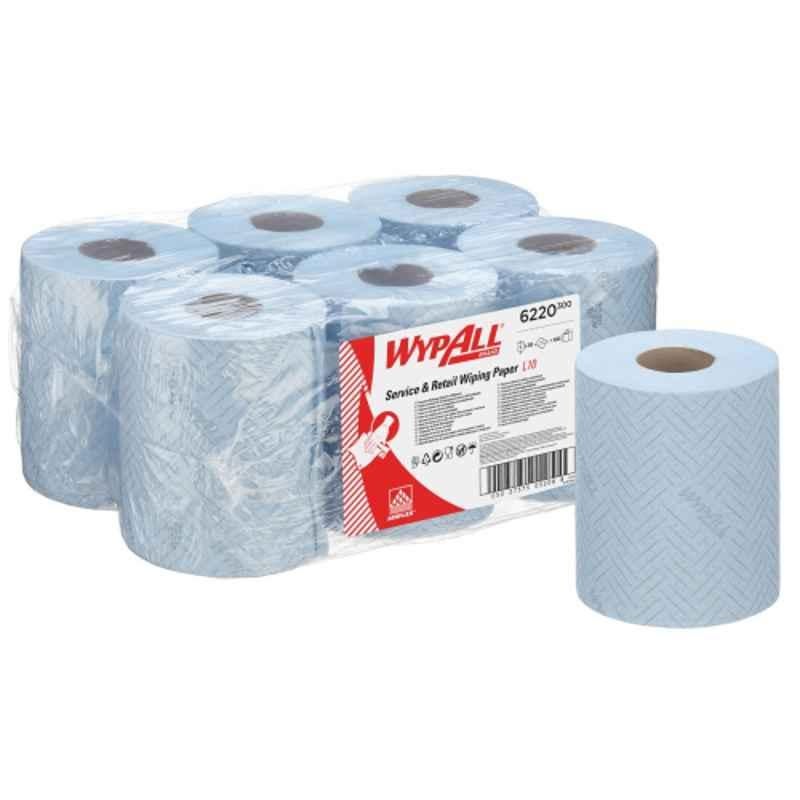 Kimberly Clark 6 Pcs WypAll L10 1 Ply Service & Retail Wiping Paper Rolls, 6220