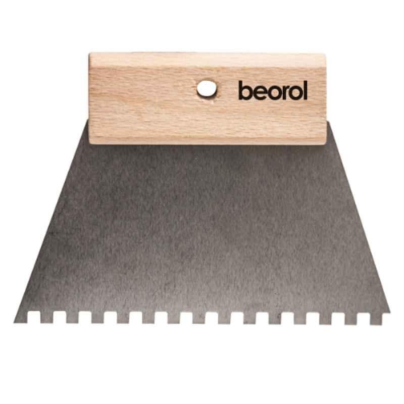 Beorol 180mm Wooden Scraper Short Handle With Teeth, GK180