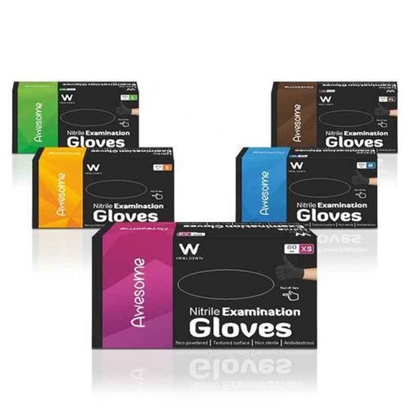 Waldent S Black Nitrile Gloves (Pack of 40)