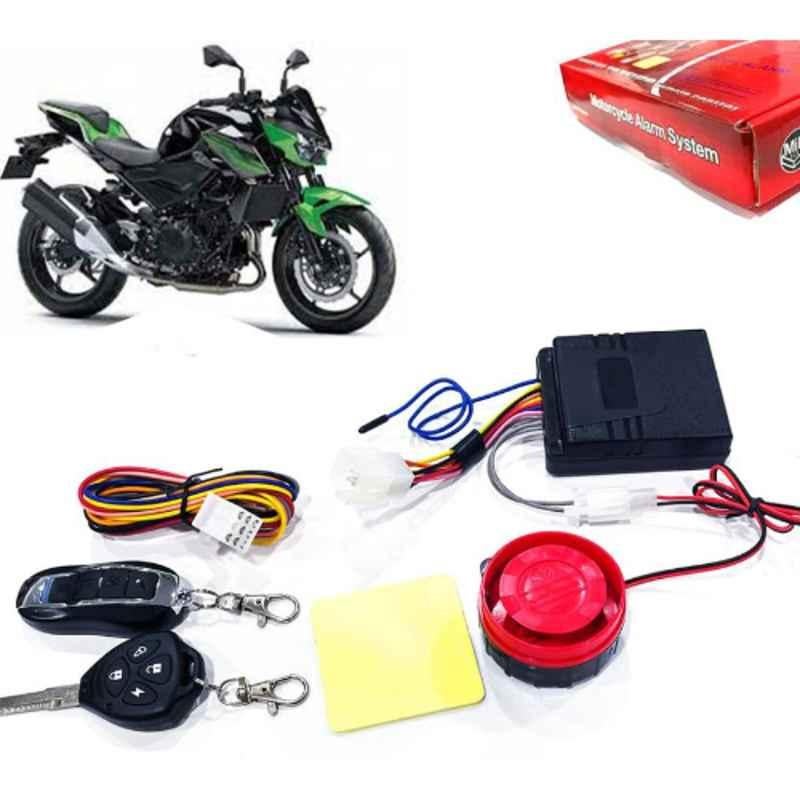 Auto Pearl 12V Black Two-Way Anti Theft Motorcycle Alarm Kit with 2 Pcs Remote for Z400 BS6