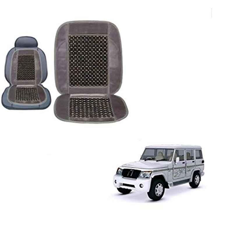 Kozdiko Wooden Bead Seat with Grey Velvet Border for Mahindra Bolero XL, KOZ-86947
