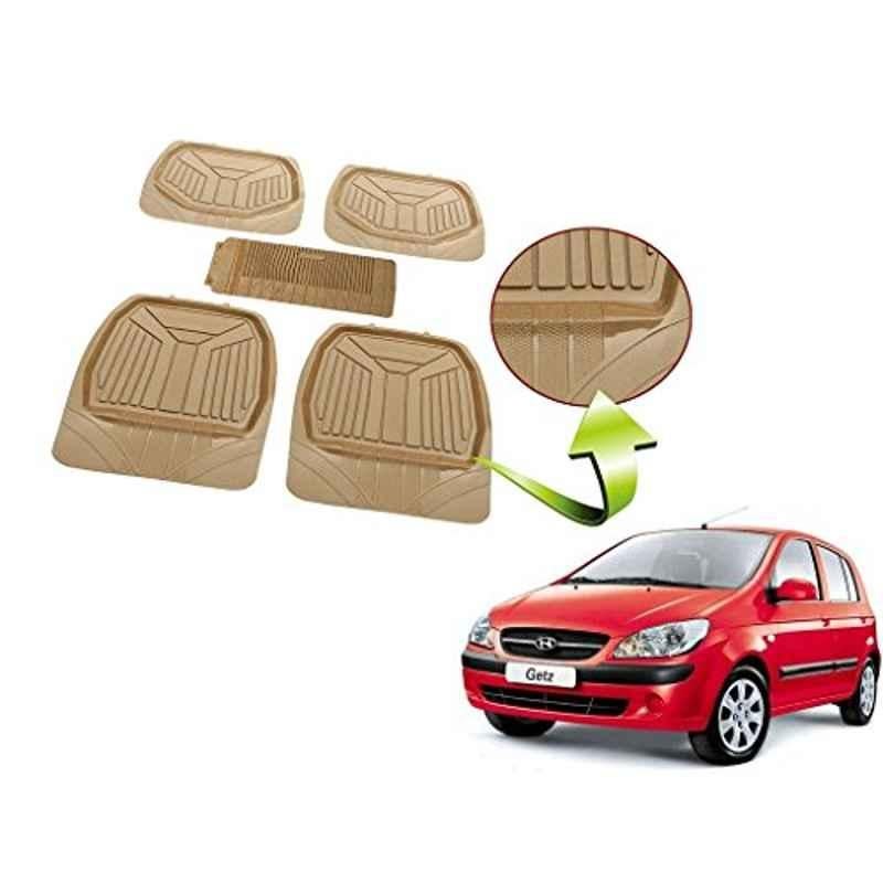 Kozdiko 5 Pcs Rubber Beige 3G Rubber Mat Set for Hyundai Sonata