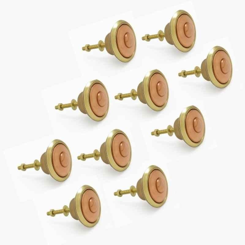 Mix & Match Duo 40mm Brass Gold & Pastel Handcrafted Cabinet Knobs for Wardrobe, Drawer & Cupboard (Pack of 10)