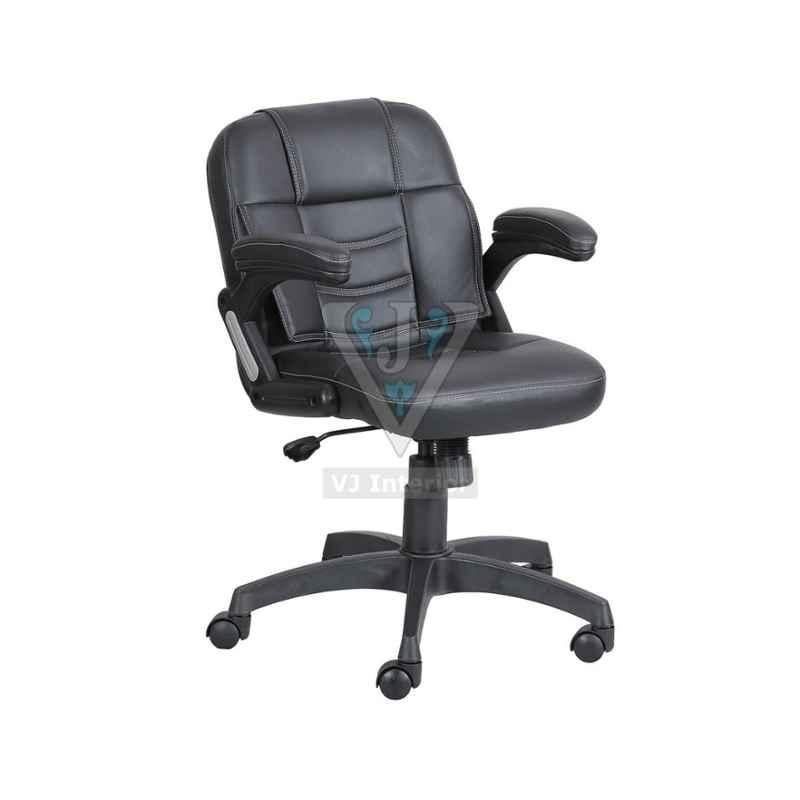 VJ Interior 18x16 inch Black Mid Back Leatherette Office Chair, VJ-2019
