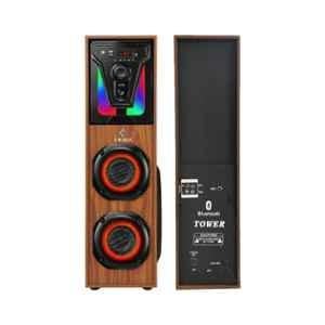 I Kall IK009 100W Brown Bluetooth Tower Speaker with LED Lights