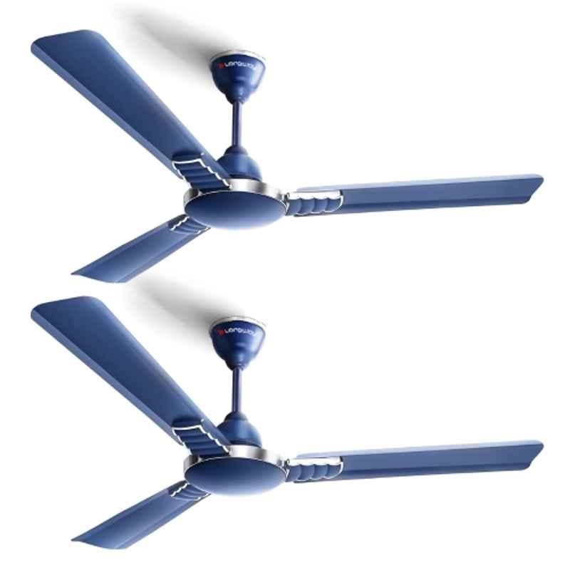 Longway Wave 50W Blue & Silver Ultra High Speed 3 Blade Ceiling Fan with 2 Years Warranty, Sweep: 1200 mm (Pack of 2)