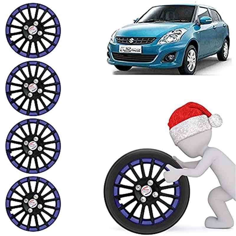 Auto Pearl 4 Pcs 14 inch ABS Black & Blue Car Wheel Cover Set for Maruti Suzuki Swift Dzire Type2