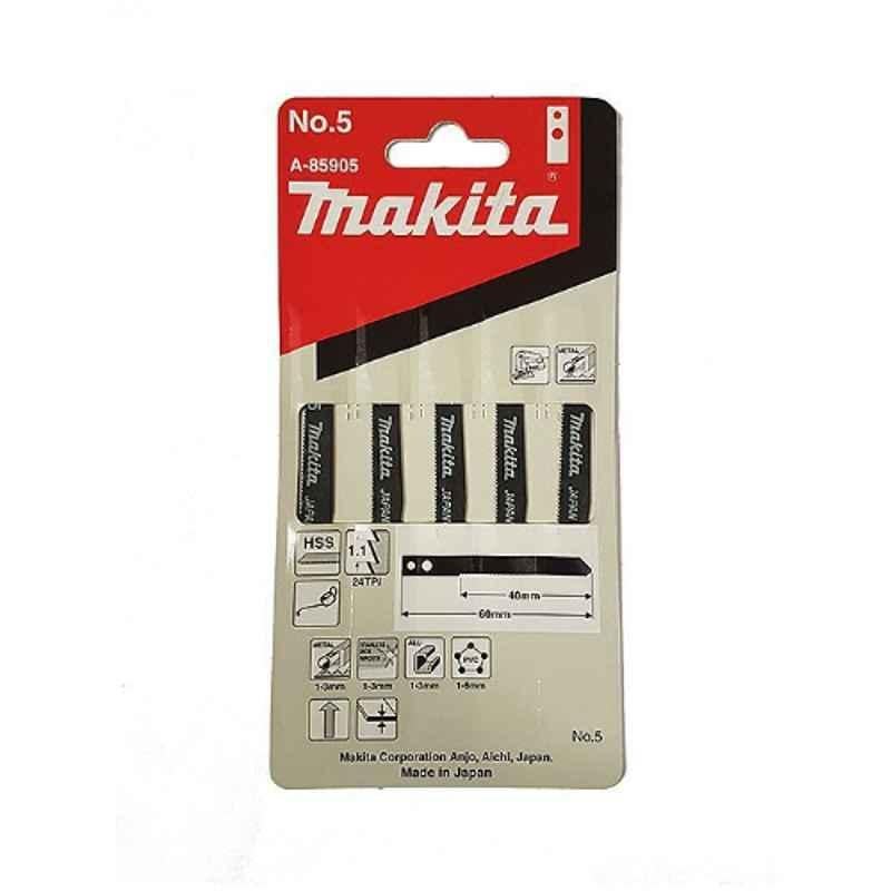 Makita A85905 5Pcs Mild Steel Jigsaw Blade, No.5