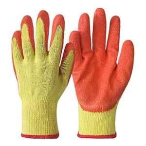 Swavind Nylon Yellow & Orange Synthetic Crinkle Coated Hand Safety Gloves, Size: Free (Pack of 25)