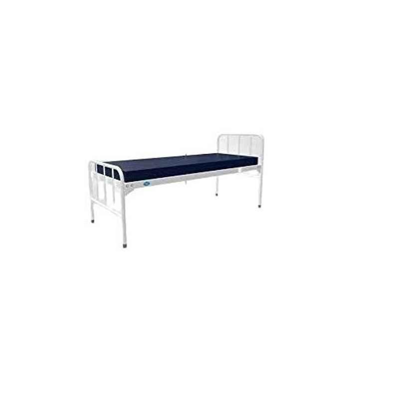 PMPS 200x90x10cm Mild Steel Ivory Plain Fixed Bed with EPE Mattress for Ward Patients