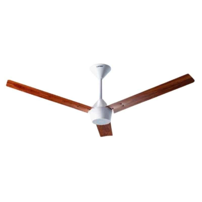 Luker Radial Wood 32W 340rpm White & Rosewood 5 Star 3 Blade BLDC Ceiling Fan with Remote & 3 Years Warranty, Sweep: 1200 mm