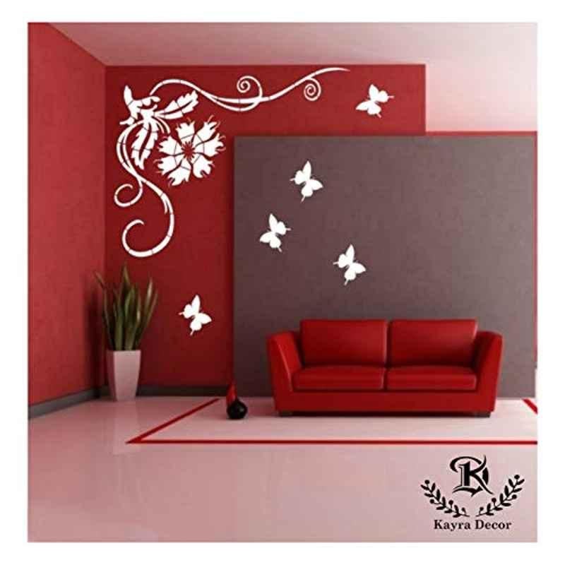 Kayra Decor 24x40 inch PVC Flower with Butterfly Wall Design Stencil, KDS36027